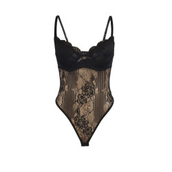 Subblime - 955618 Body En Dentelle Avec Fermeture En Bas Noir S/M